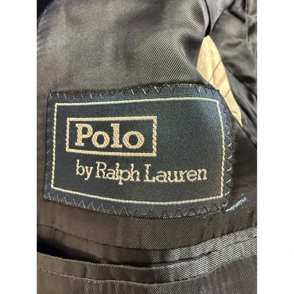 VTG Polo Ralph Lauren Navy Blue Virgin Wool Blazer Gold Crest Buttons 40R Italy - Picture 6 of 10